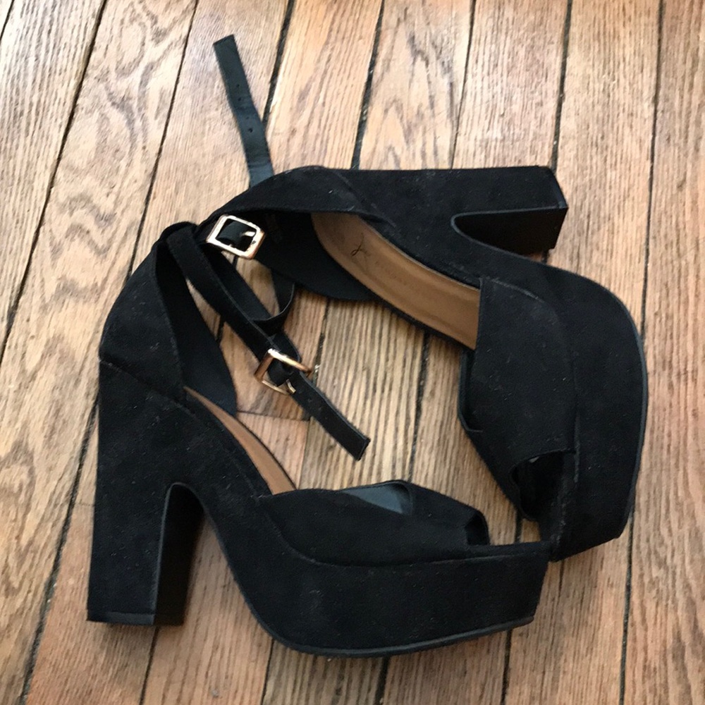 Chunky black high heels